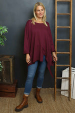 Mercer Asymmetric Cotton Top Burgundy Burgundy - Mercer Asymmetric Cotton Top Burgundy
