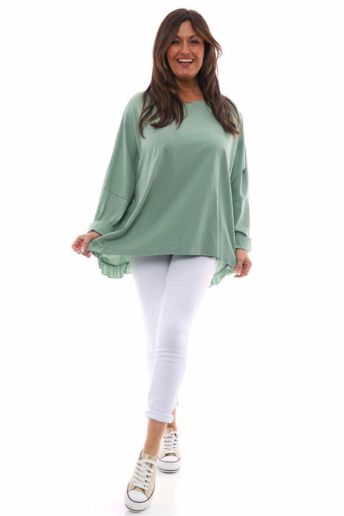 Zocca Frill Cotton Top Sage Green - Image 1