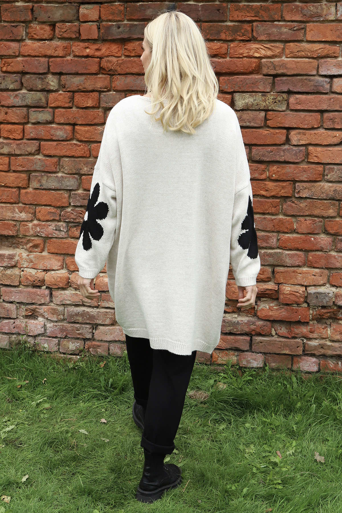 Joan Flower Knitted Jumper Stone