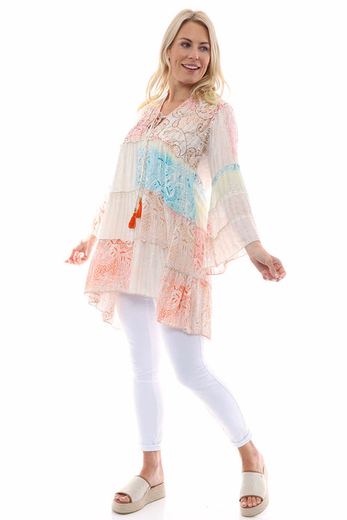 Ffion Pattern Tunic Coral - Image 1