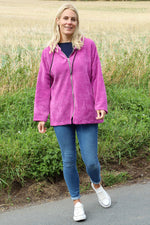 Verys Cord Zip Hooded Jacket Berry Berry - Verys Cord Zip Hooded Jacket Berry