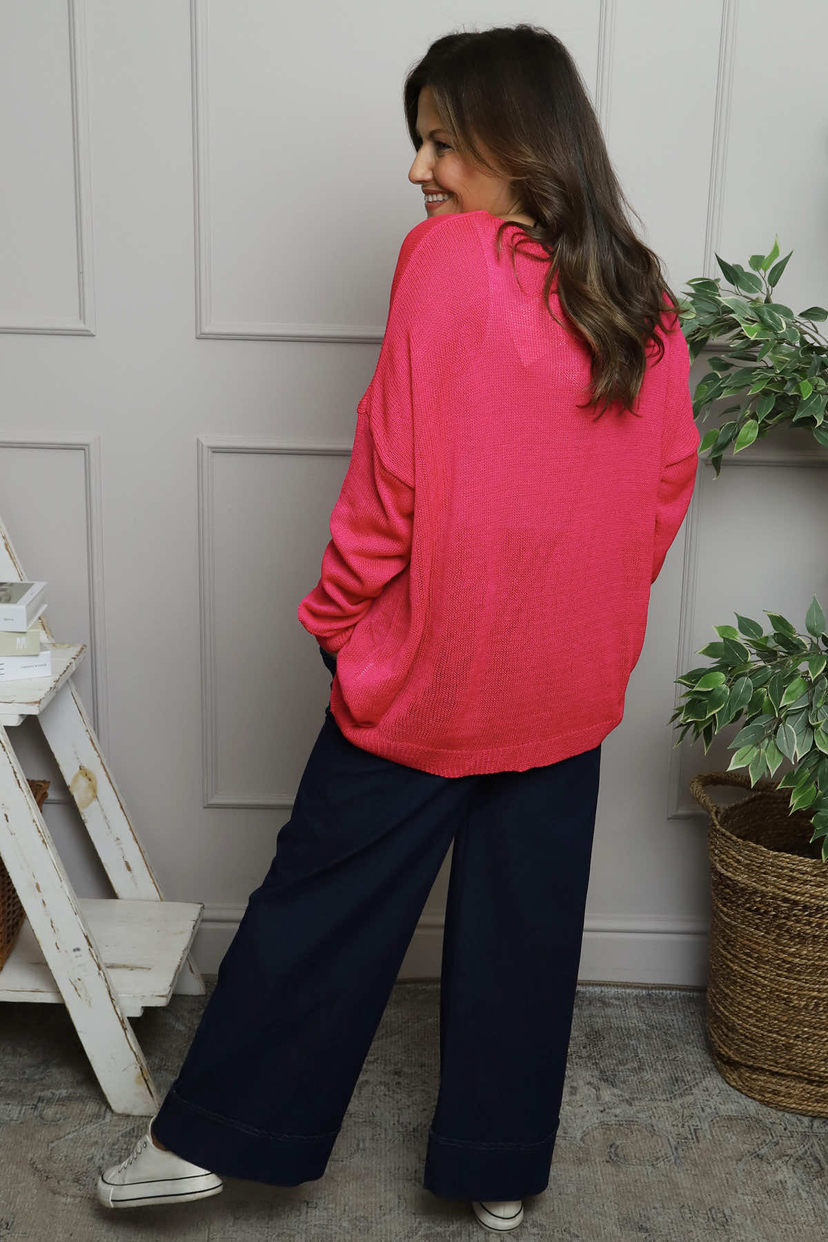 Bamburgh Knit Top Hot Pink