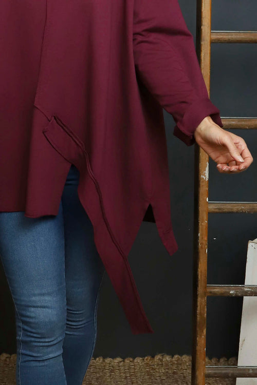 Mercer Asymmetric Cotton Top Burgundy - Image 3