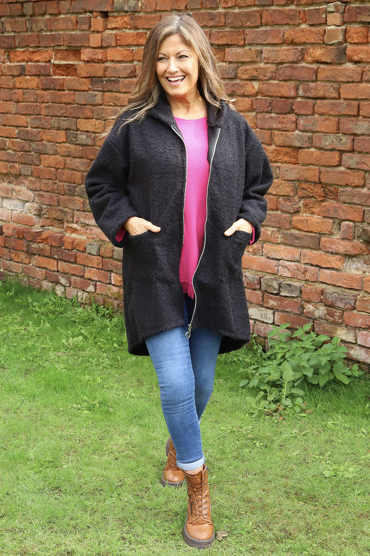 Sheila Zip Hooded Jacket Black