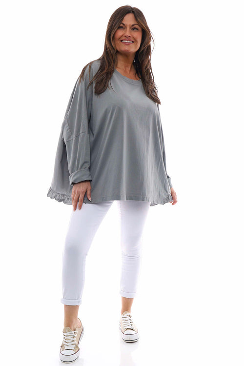 Zocca Frill Cotton Top Mid Grey