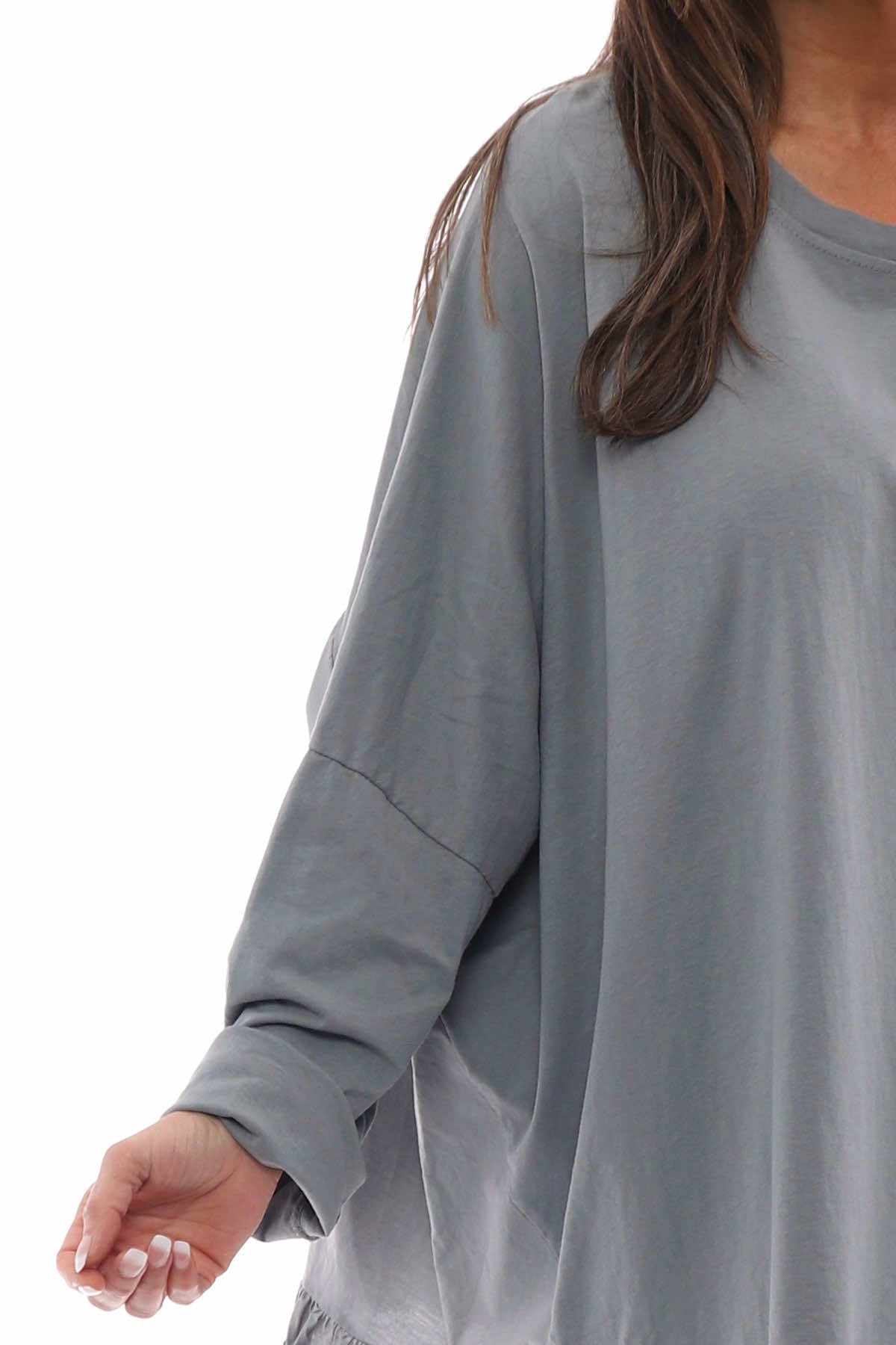 Zocca Frill Cotton Top Mid Grey