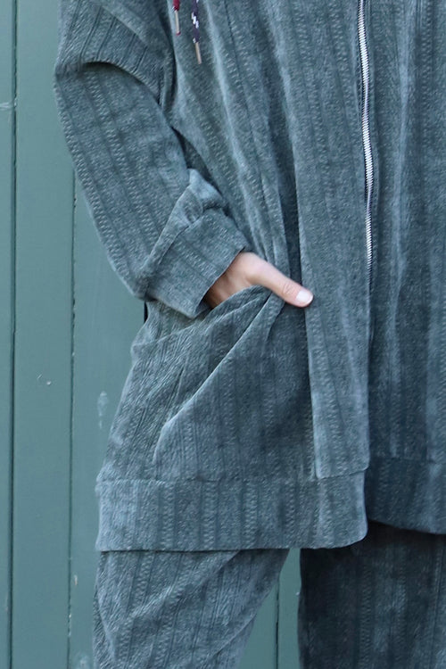 Hermione Zip Hooded Top Khaki - Image 3