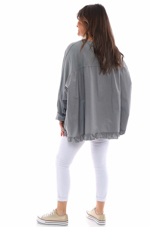 Zocca Frill Cotton Top Mid Grey - Image 6