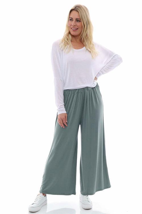 Alessia Cotton Trousers Light Khaki - Image 1