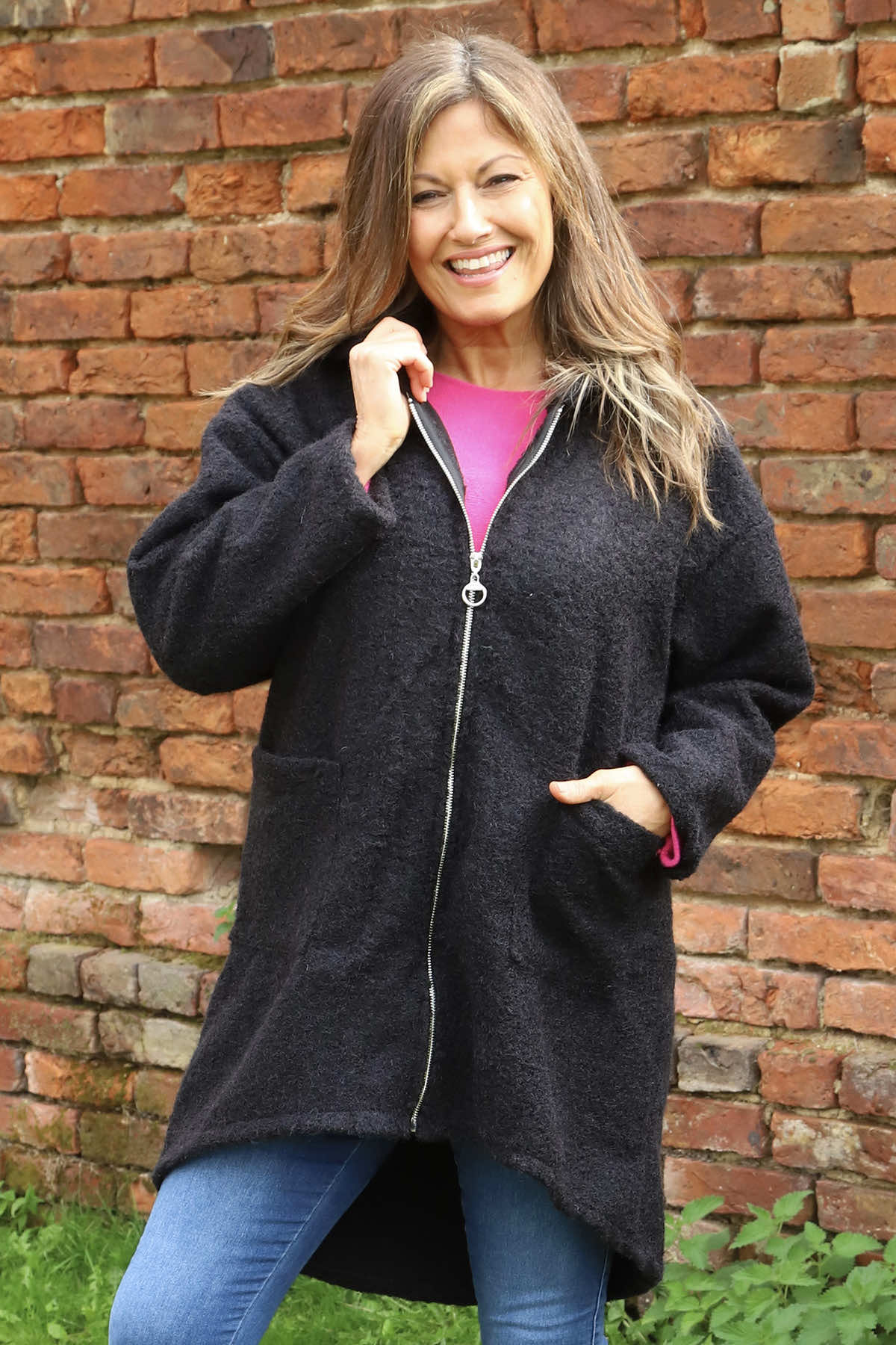 Sheila Zip Hooded Jacket Black