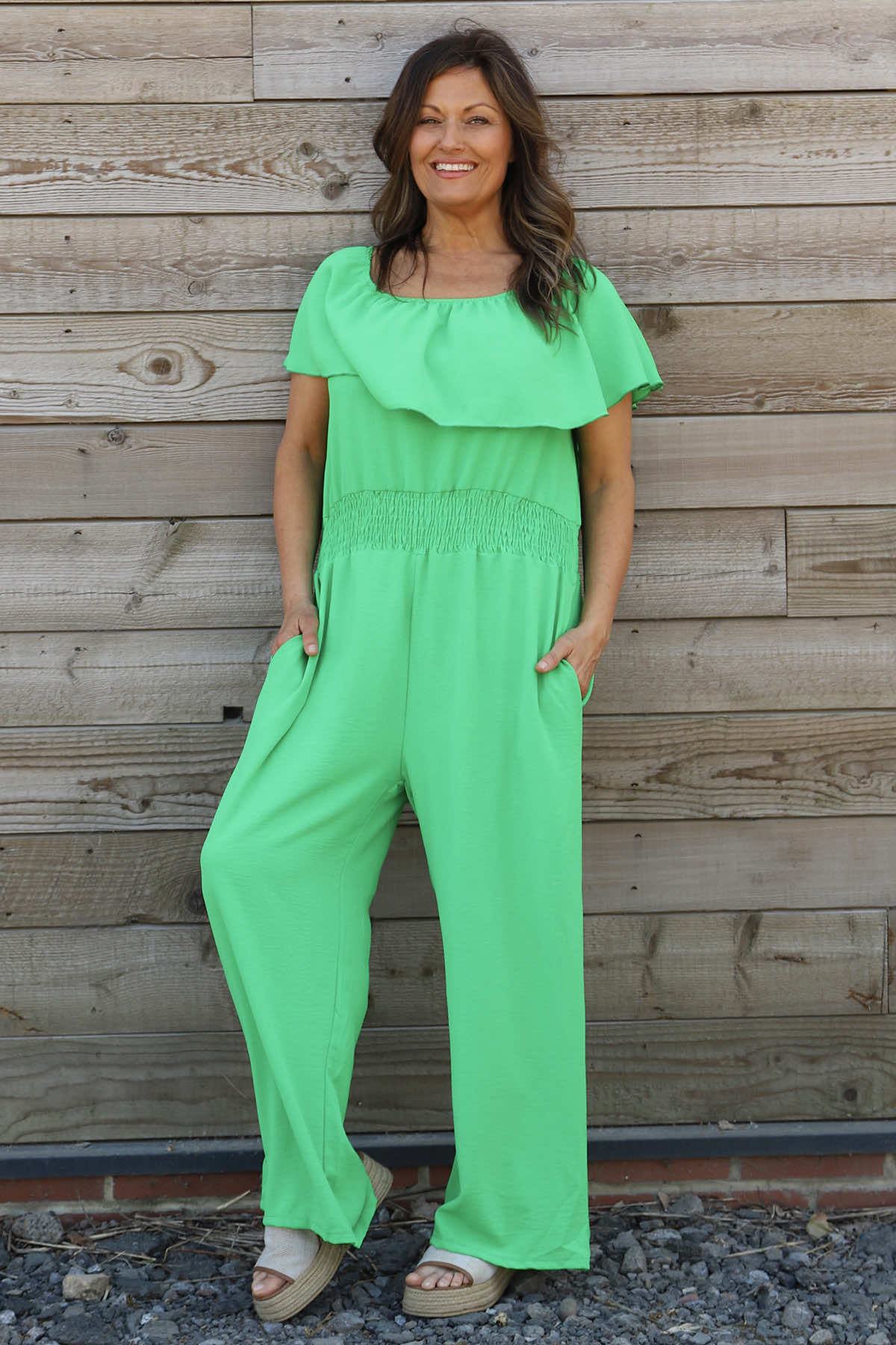 Seagrove Bardot Jumpsuit Green