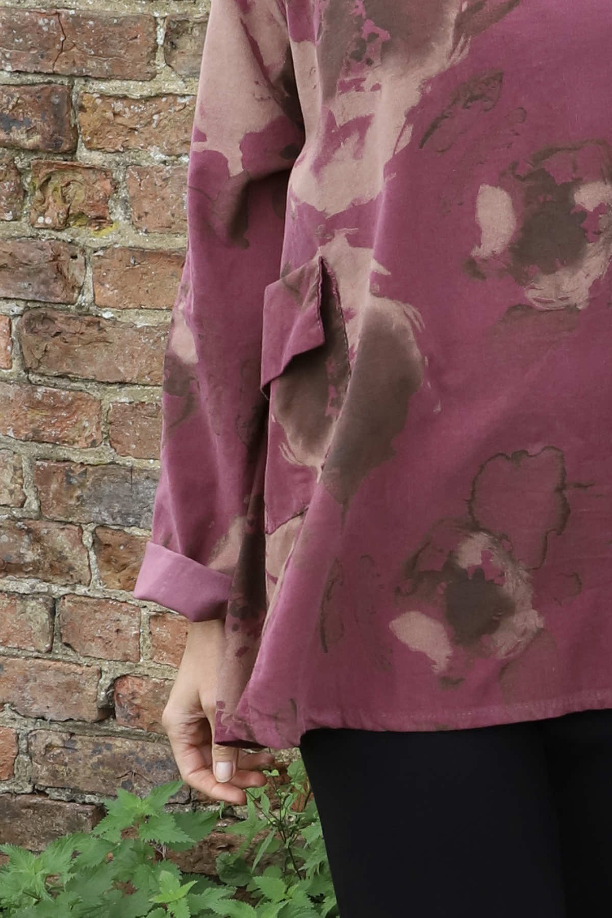 Rachel Print Needlecord Top Plum