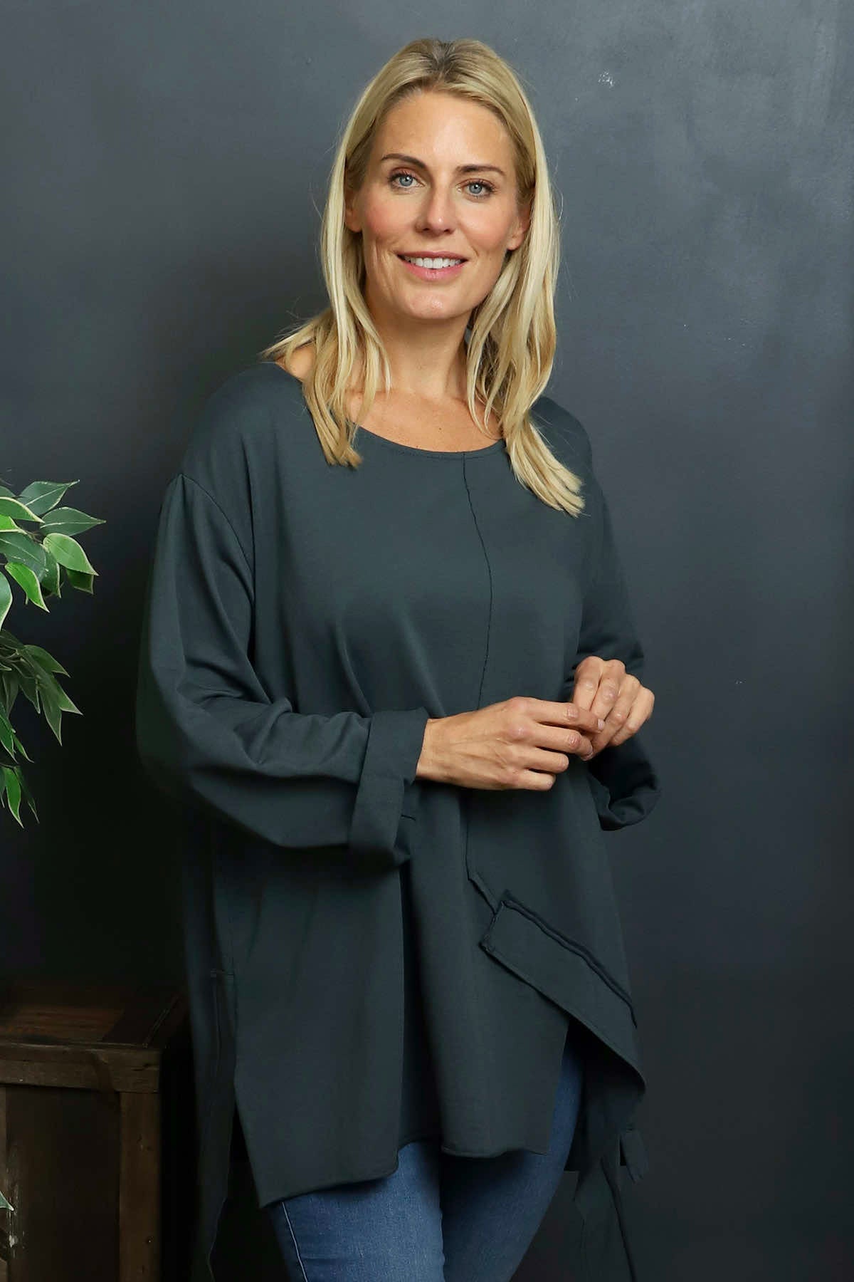 Mercer Asymmetric Cotton Top Charcoal