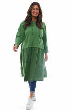 Lily Hooded Cotton Tunic Olive Olive - Lily Hooded Cotton Tunic Olive