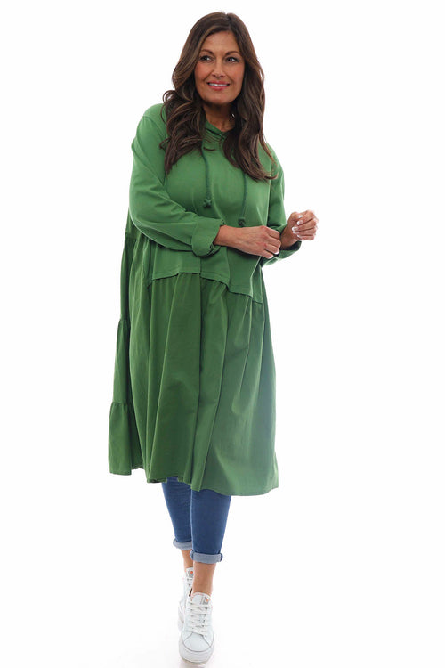 Lily Hooded Cotton Tunic Olive - Image 3