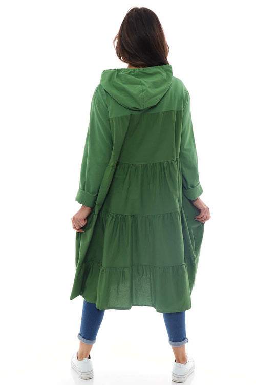 Lily Hooded Cotton Tunic Olive - Image 2