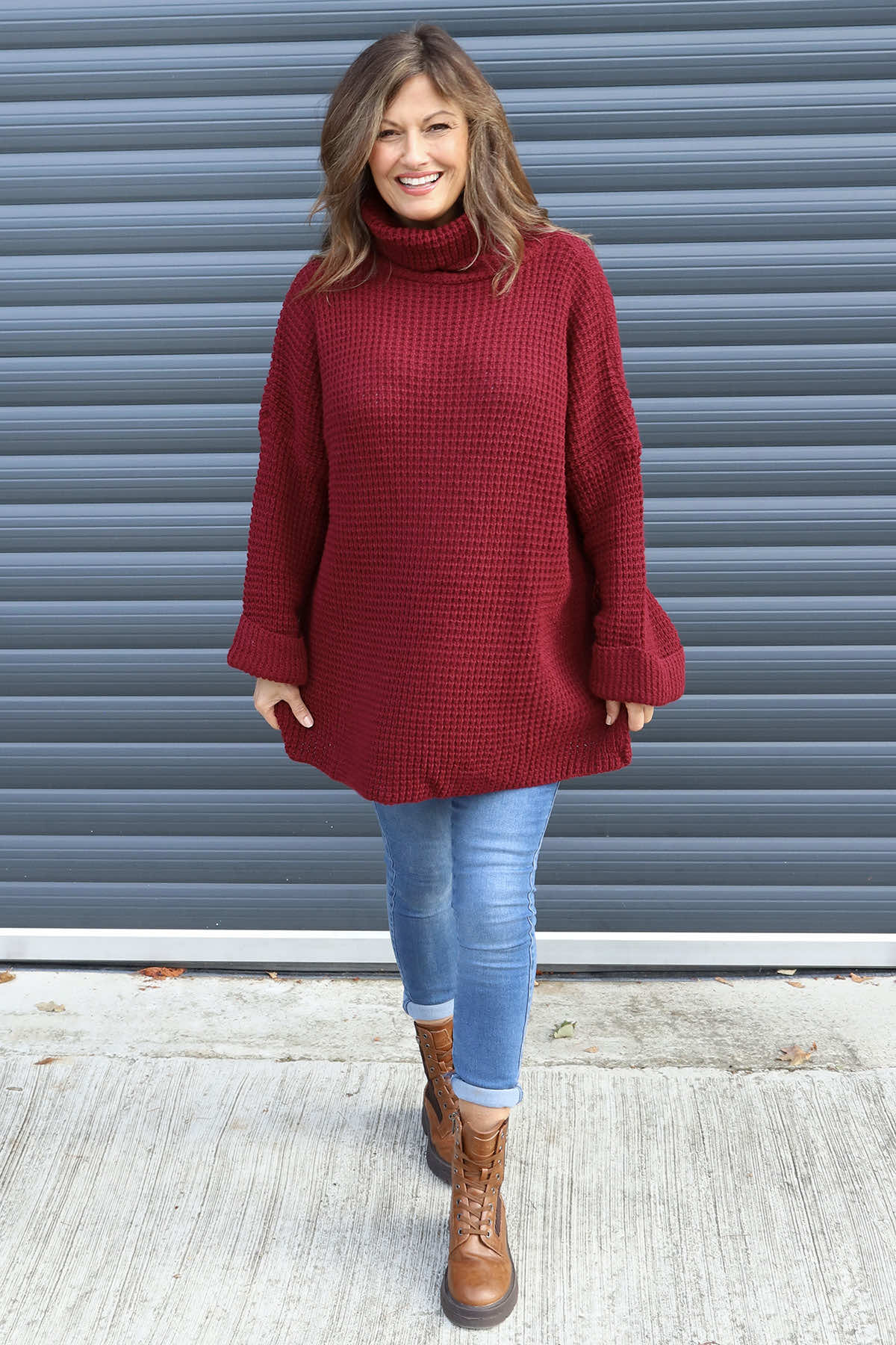 Romilly Polo Neck Knitted Jumper Wine