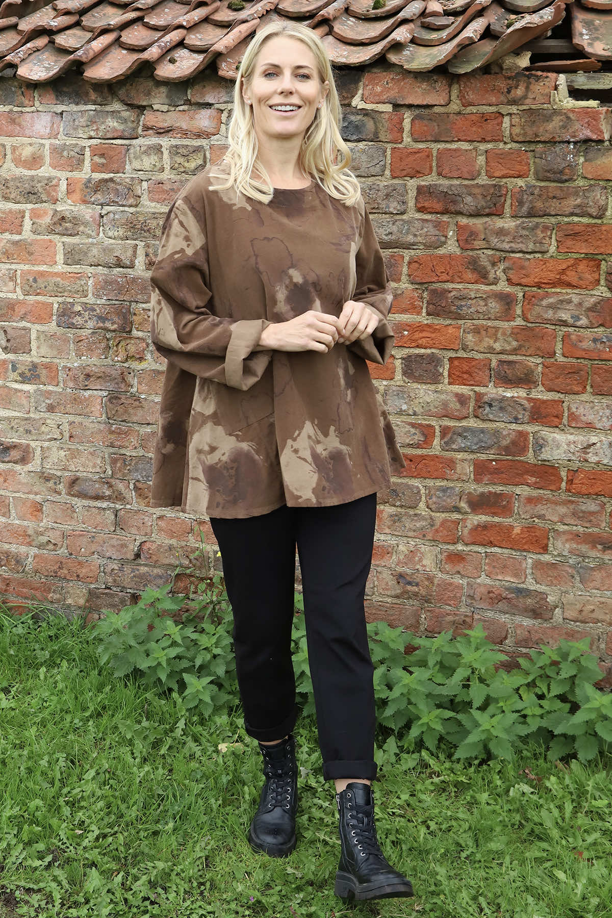 Rachel Print Needlecord Top Nutmeg