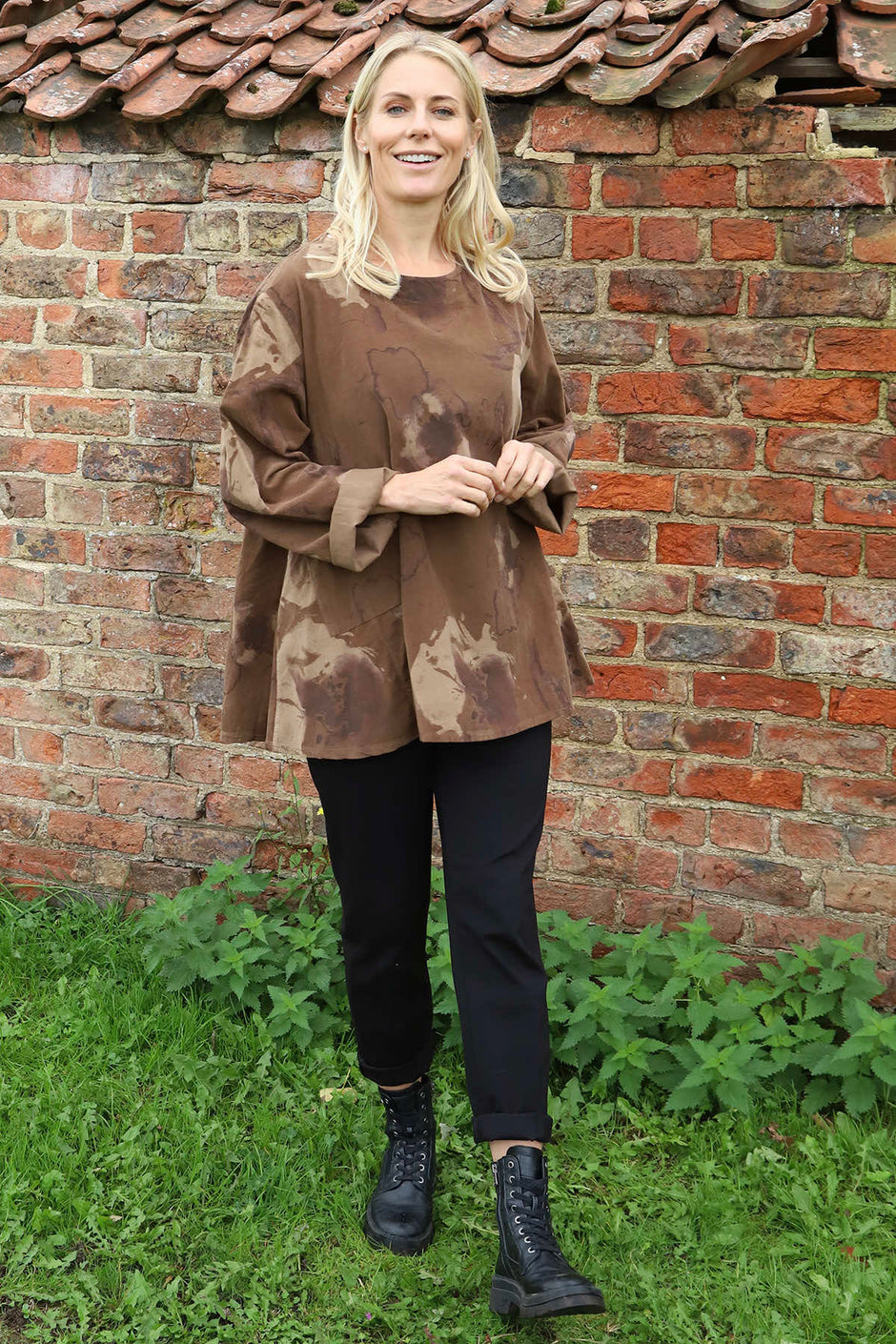 Rachel Print Needlecord Top Nutmeg