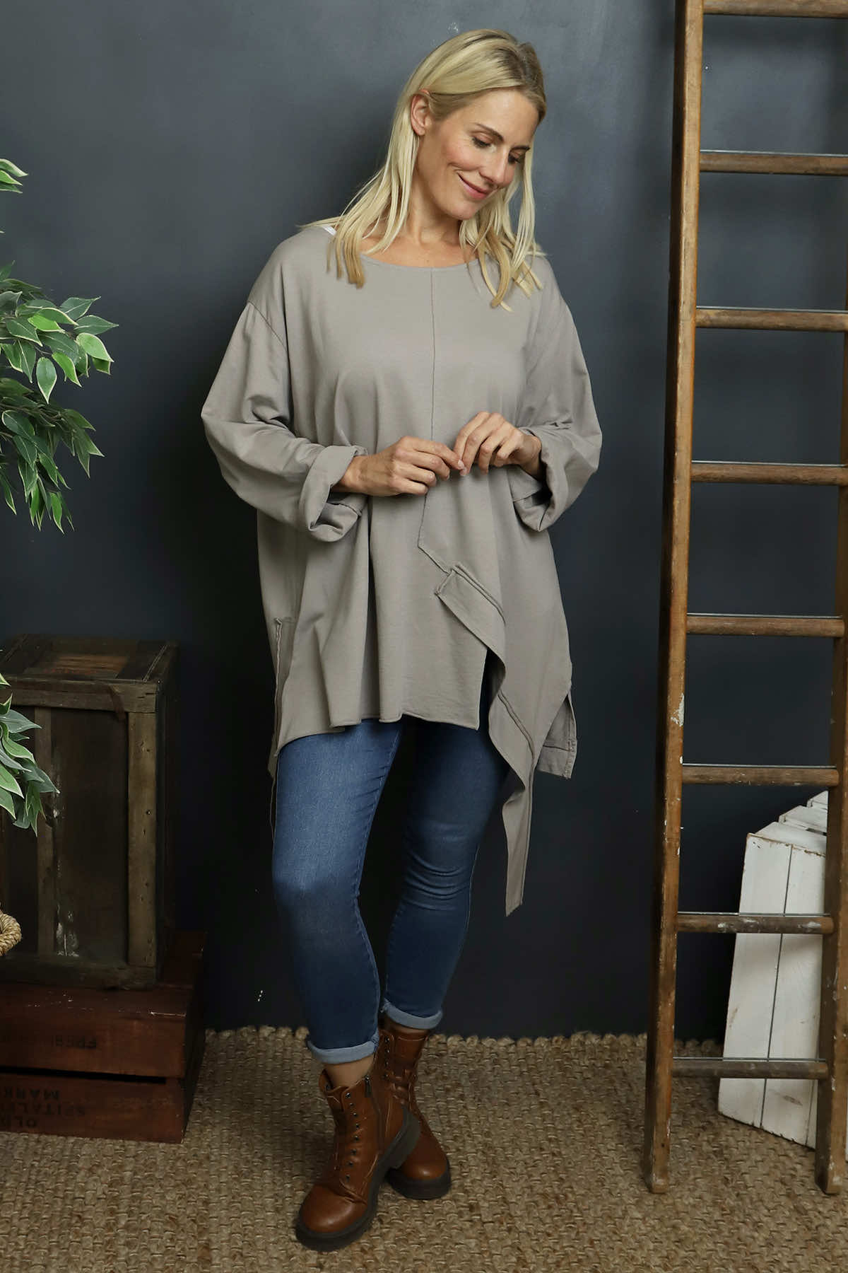 Mercer Asymmetric Cotton Top Mocha