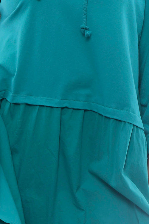 Lily Hooded Cotton Tunic Aqua - Image 3