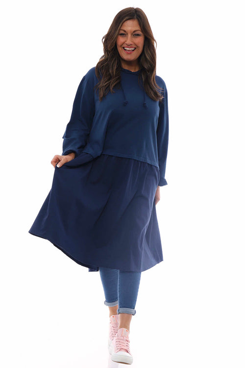Lily Hooded Cotton Tunic Navy - Image 1