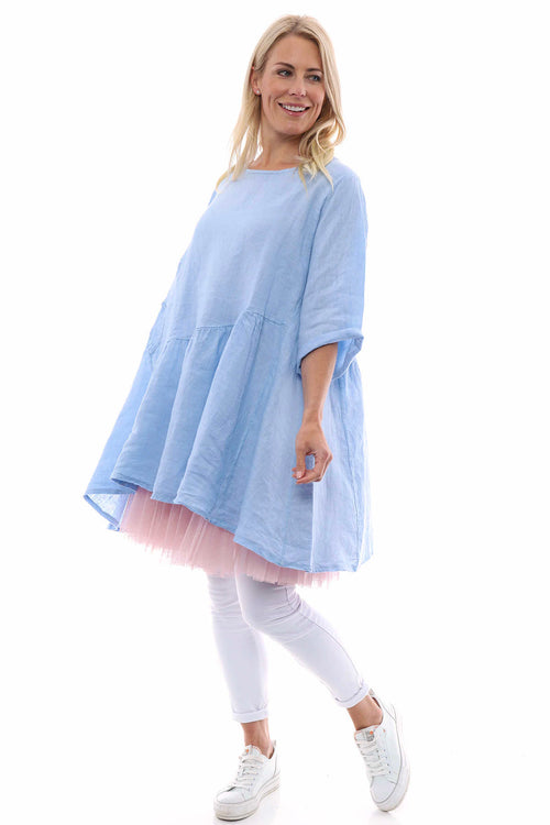Lanton Linen Dress Light Blue - Image 6