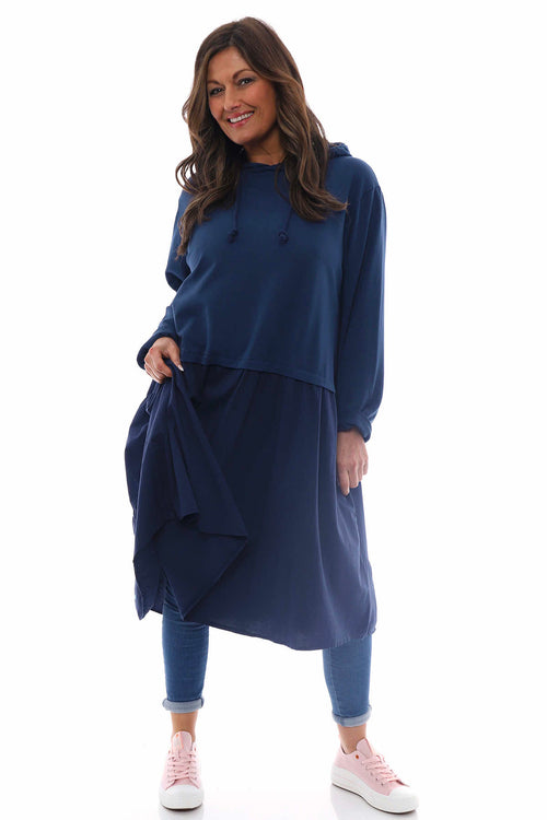 Lily Hooded Cotton Tunic Navy - Image 4
