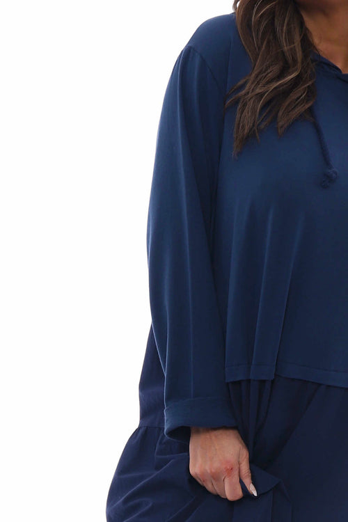 Lily Hooded Cotton Tunic Navy - Image 5