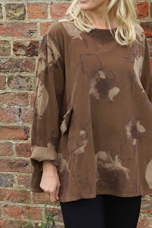 Rachel Print Needlecord Top Nutmeg - Image 3