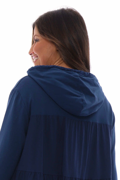 Lily Hooded Cotton Tunic Navy - Image 6