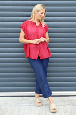 Irena Cotton Blouse Red Red - Irena Cotton Blouse Red