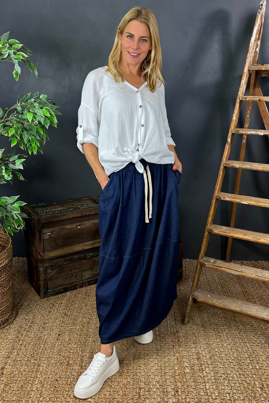 Branwen Denim Skirt Dark Denim