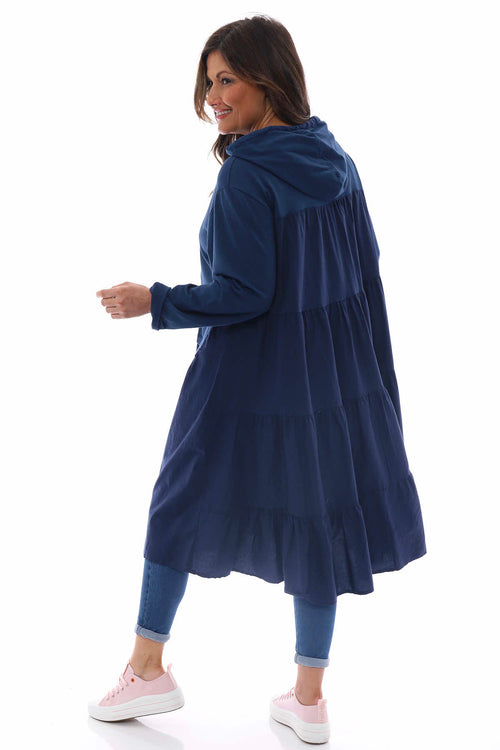 Lily Hooded Cotton Tunic Navy - Image 2