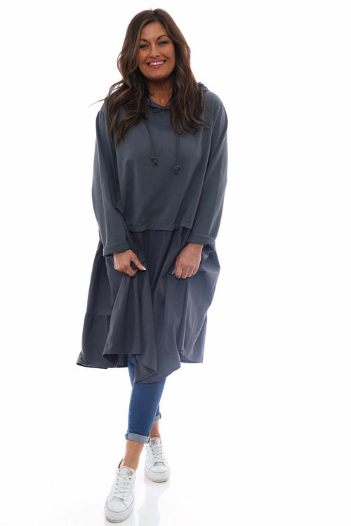 Lily Hooded Cotton Tunic Charcoal - Image 1