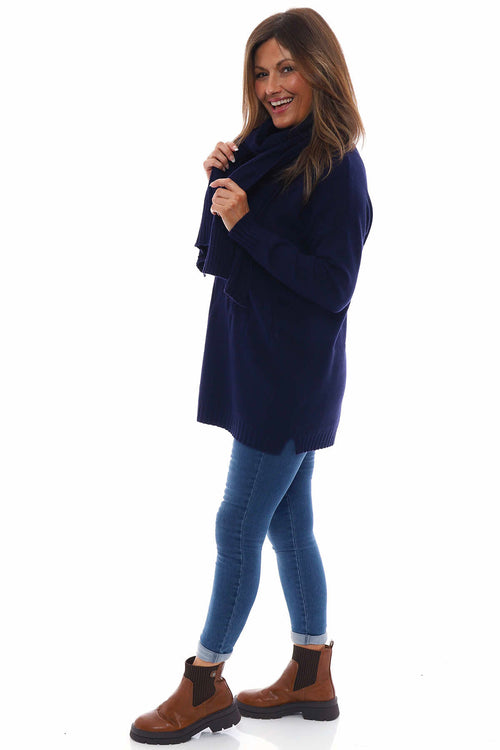 Odalis Scarf Knitted Jumper Navy
