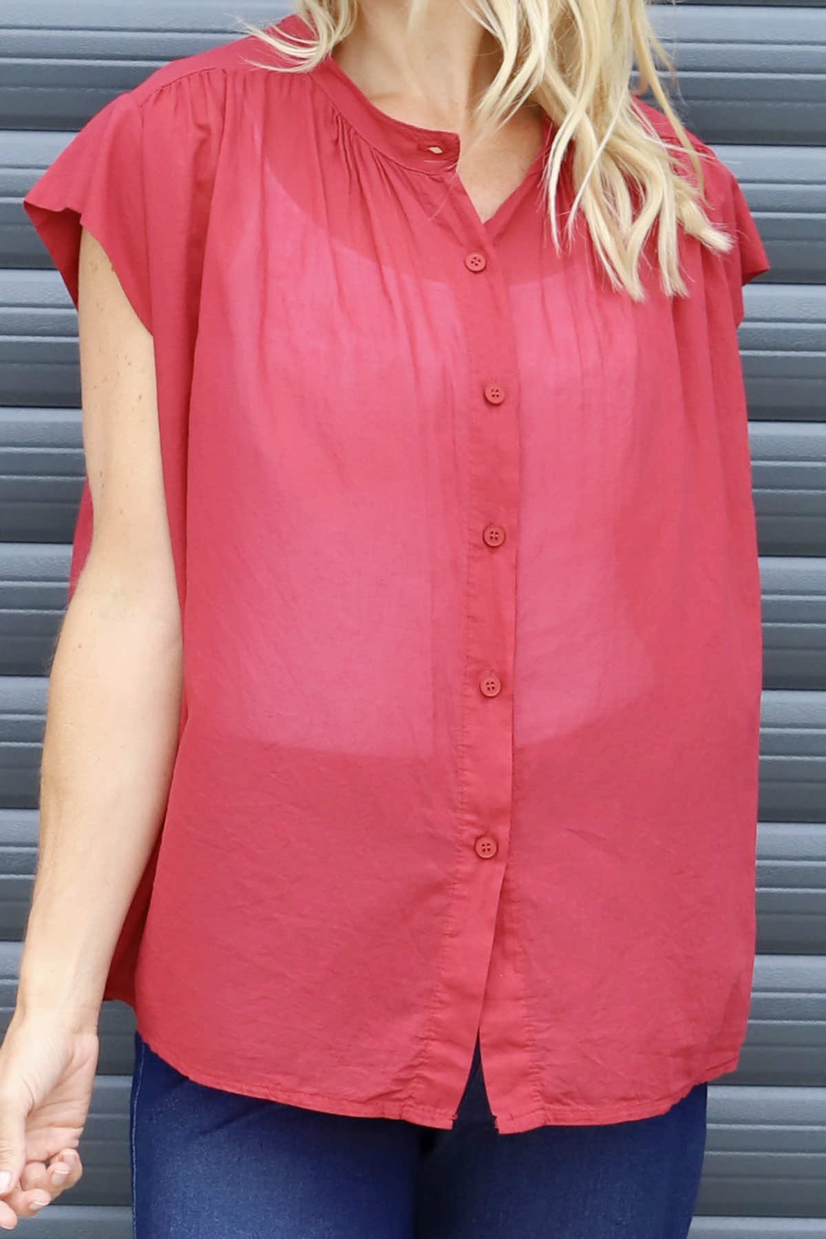 Irena Cotton Blouse Red