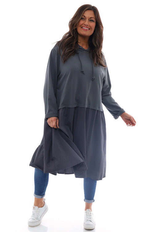 Lily Hooded Cotton Tunic Charcoal - Image 6