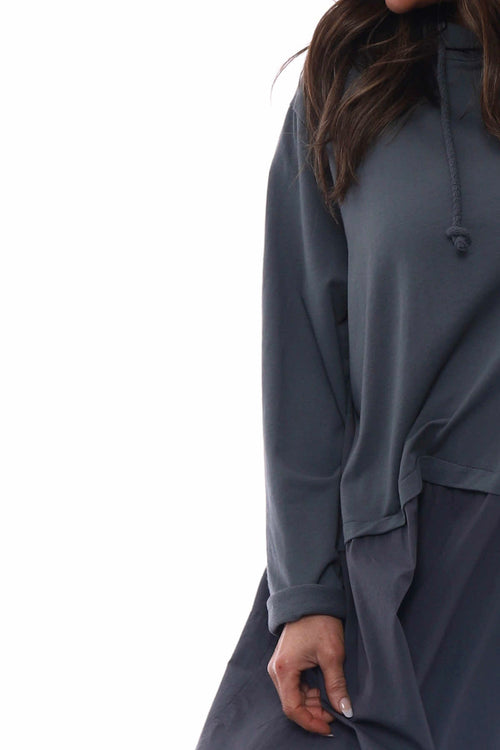 Lily Hooded Cotton Tunic Charcoal - Image 3