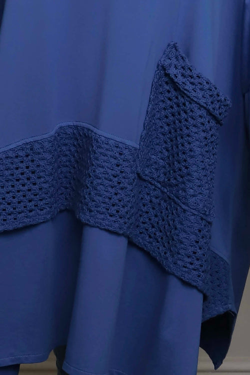 Mozelle Crochet Detail Cotton Top Cobalt - Image 3