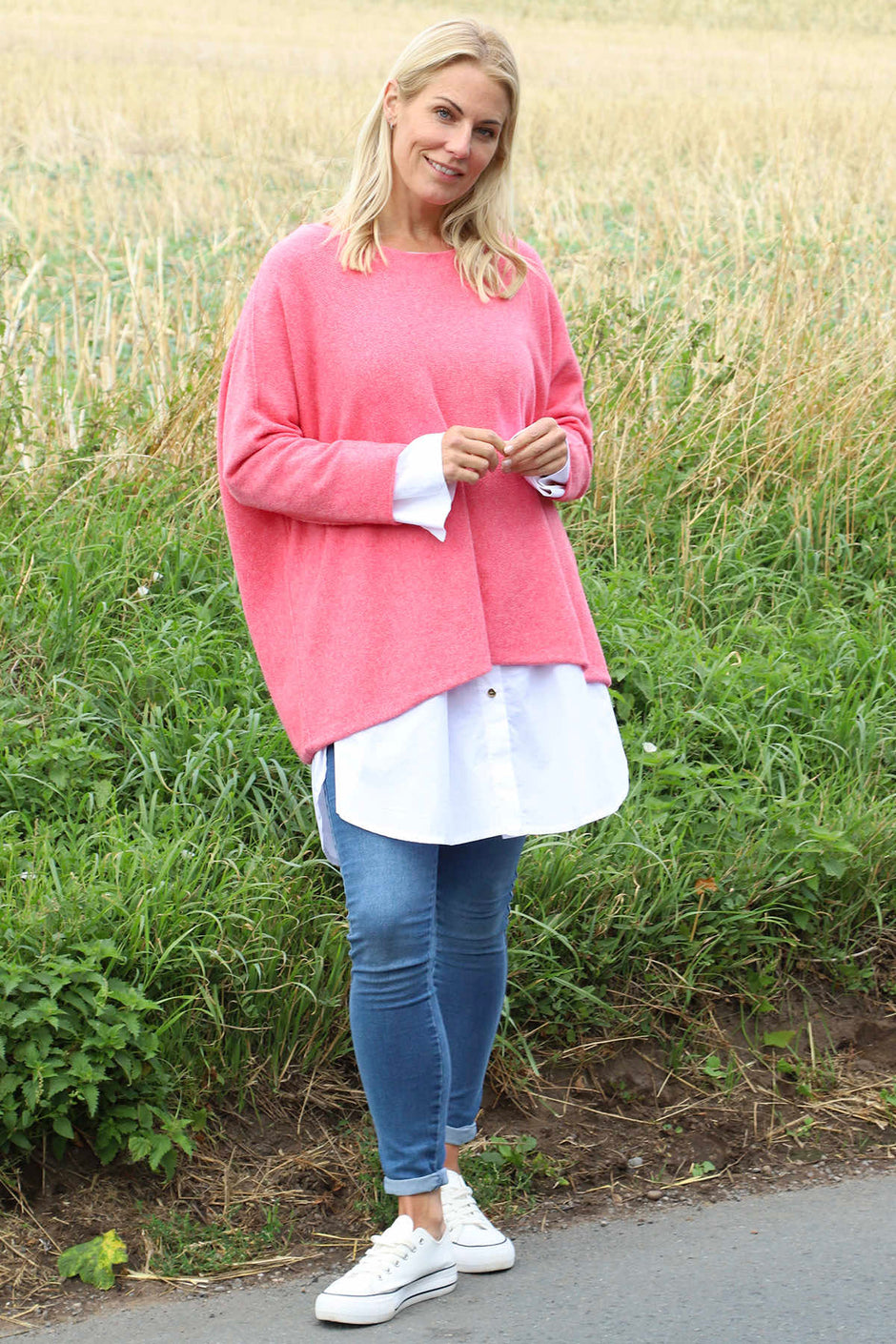 Leah Knitted Jumper Fuchsia