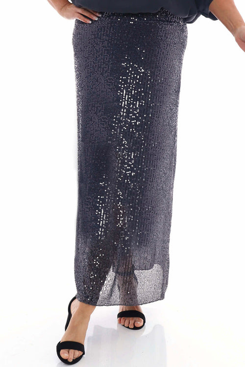 Hollis Sequin Skirt Charcoal - Image 1