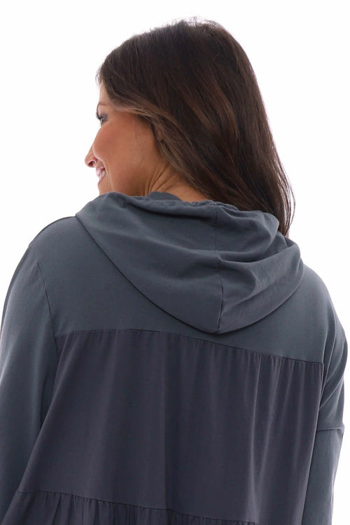 Lily Hooded Cotton Tunic Charcoal - Image 5