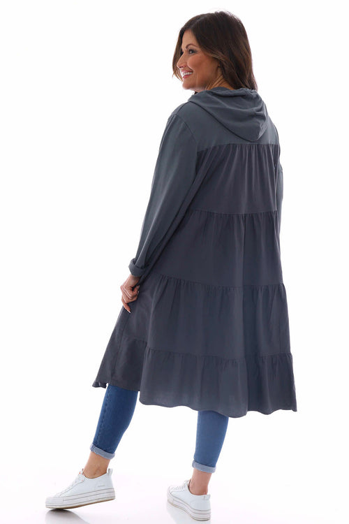 Lily Hooded Cotton Tunic Charcoal - Image 2