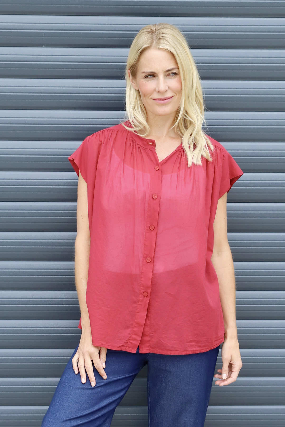 Irena Cotton Blouse Red