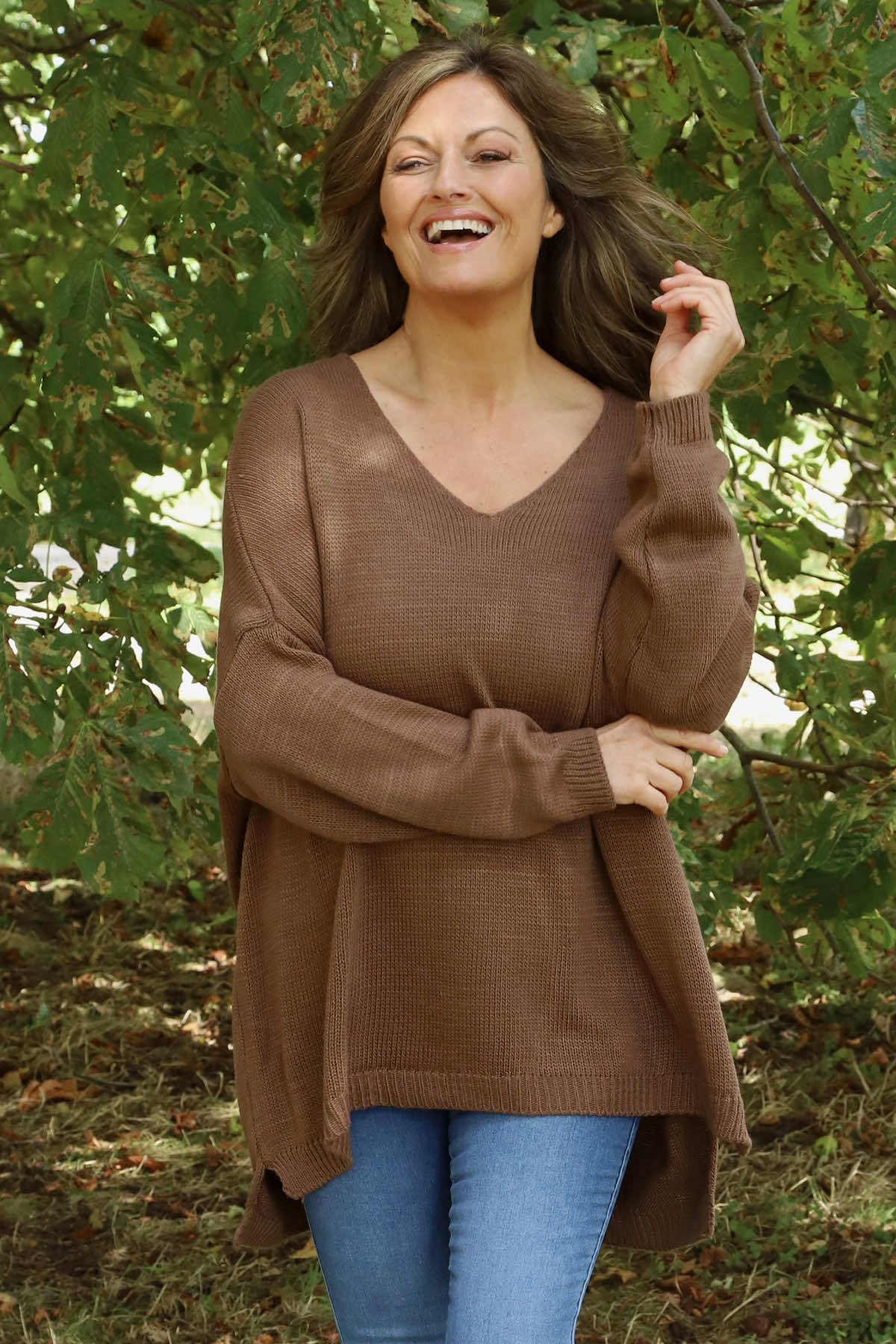 Josephine V-Neck Knitted Jumper Cocoa