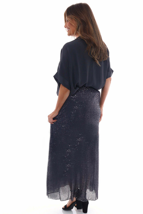 Hollis Sequin Skirt Charcoal - Image 4