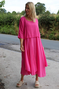 Danisha Cotton Dress Co-Ord Fuchsia