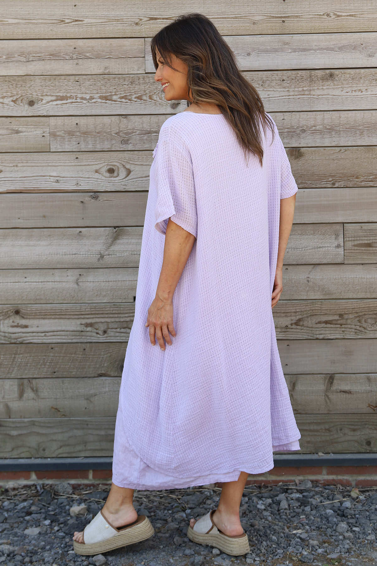 Lulworth Layered Rosette Linen Dress Lilac