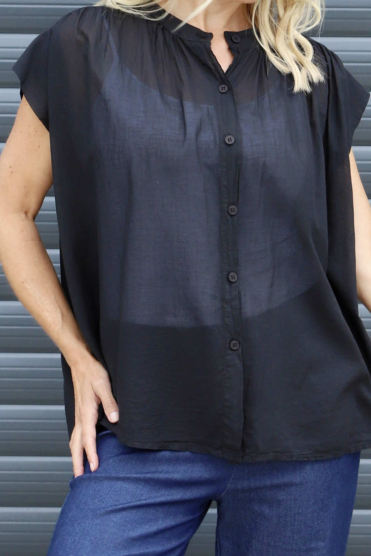 Irena Cotton Blouse Black
